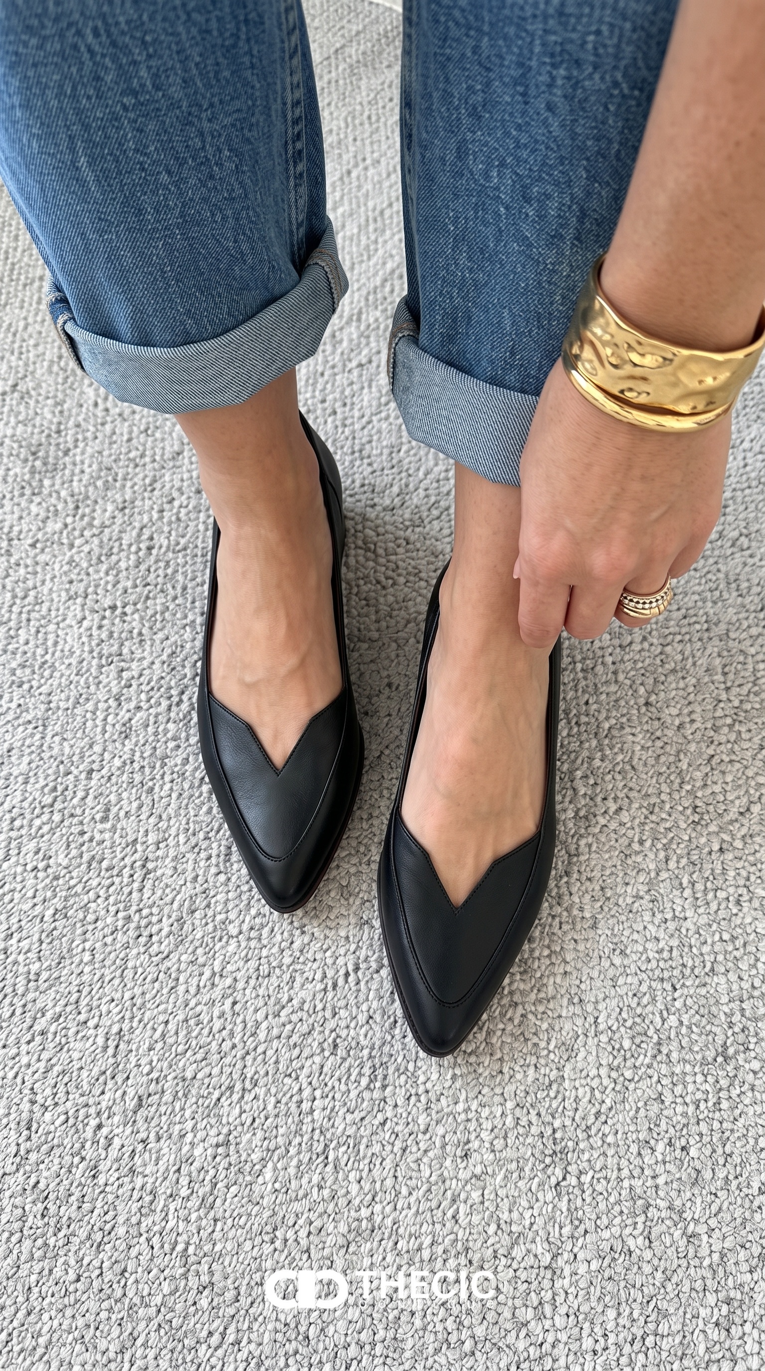 Leather Pointed-Toe Cutout Slip-On Flats