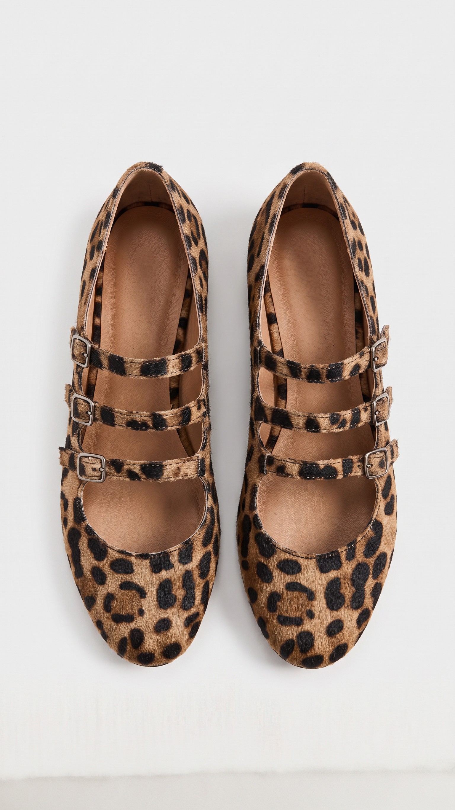 Leopard Print Multi-Strap Buckle Mary Jane Flats