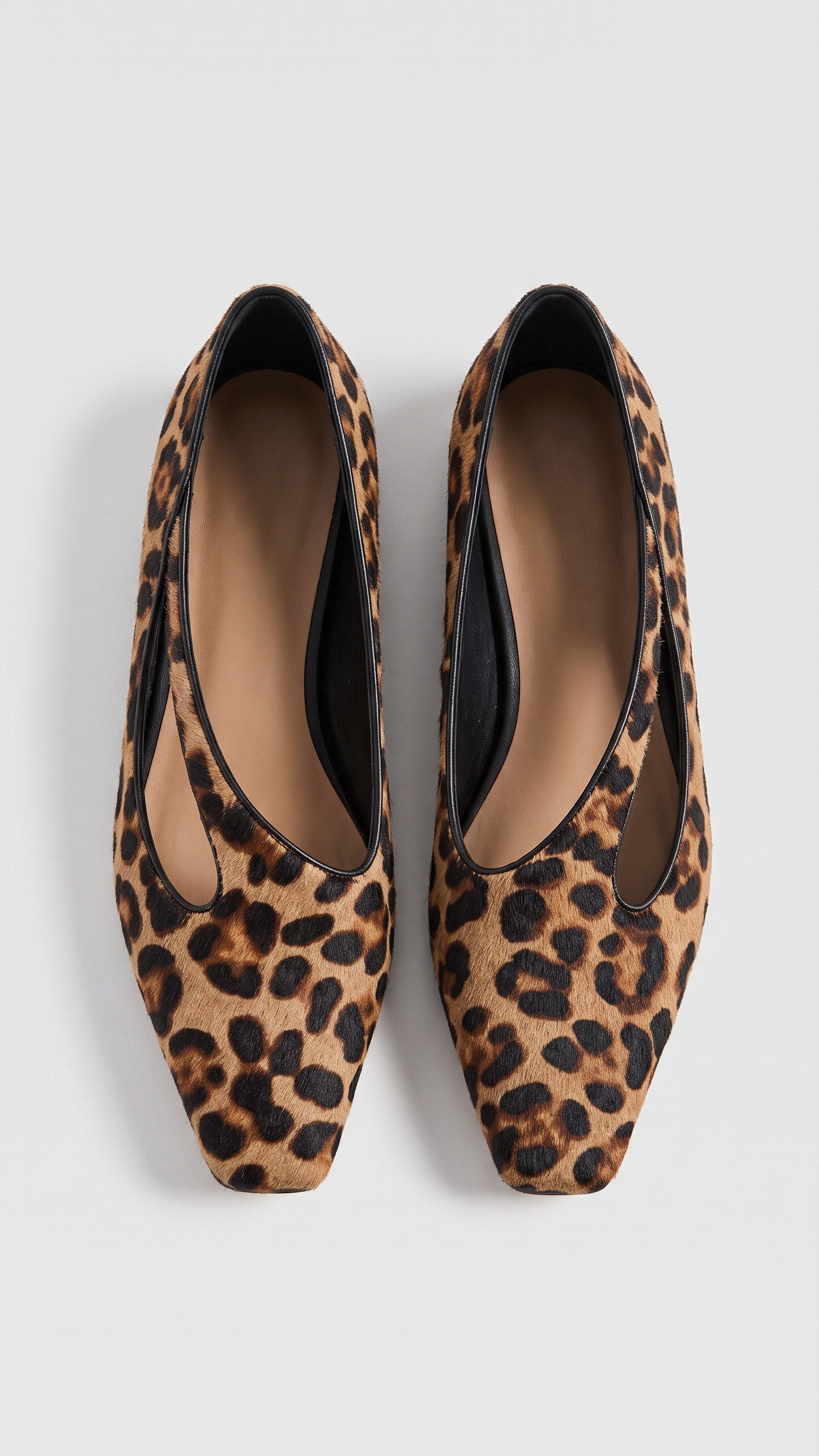 Leopard Print Pointed Square-Toe Mary Jane Flats