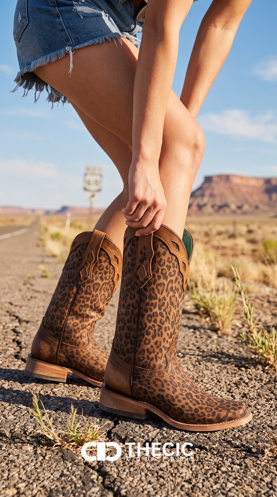 Leopard Print Square-Toe Mid-Calf Western Boots