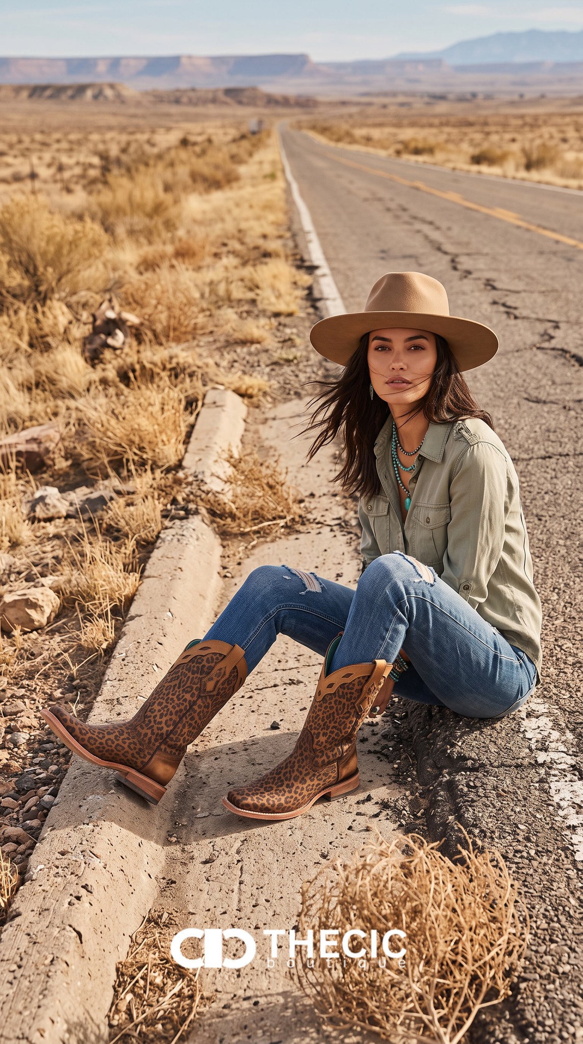 Leopard Print Square-Toe Mid-Calf Western Boots