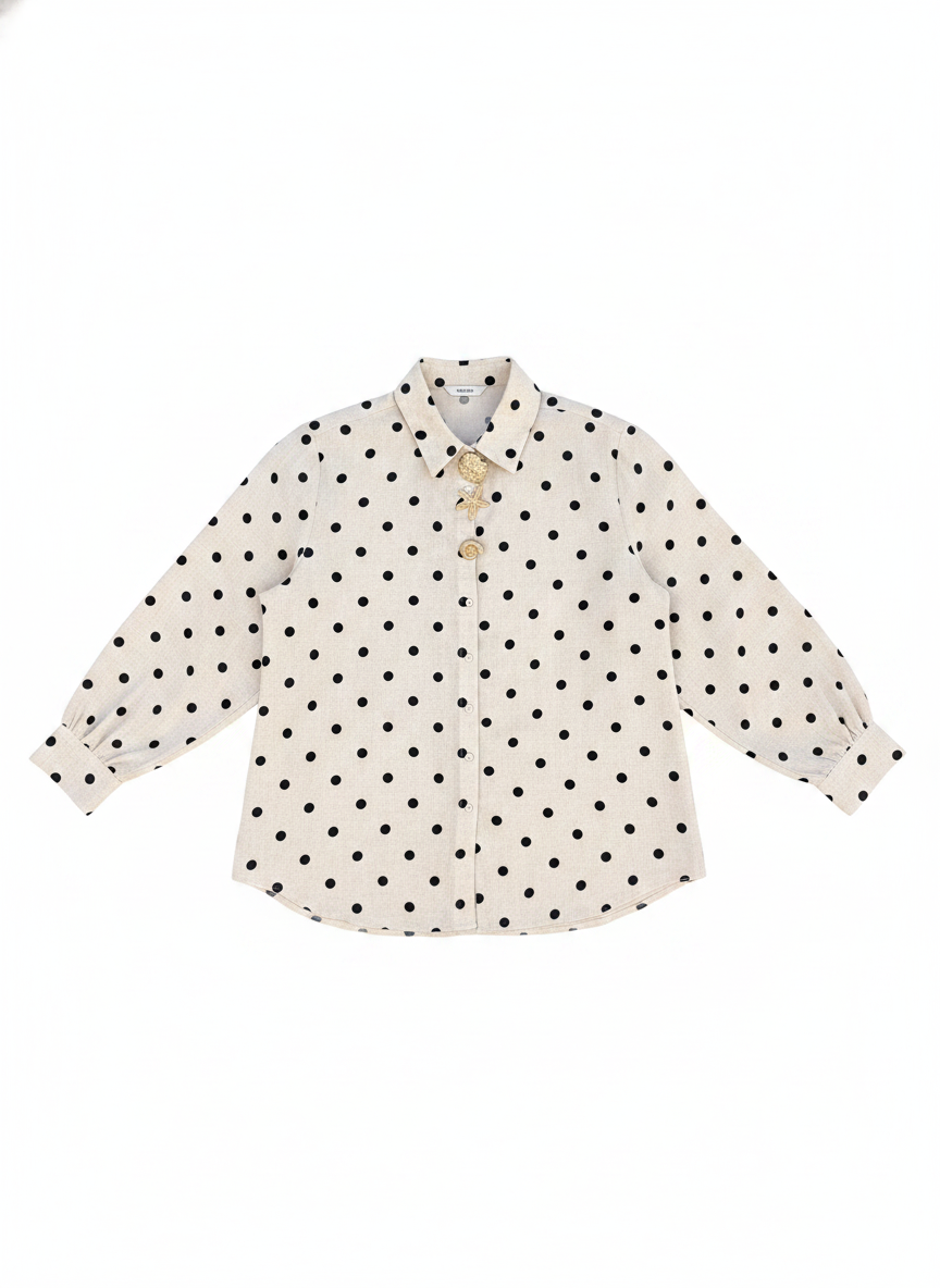 Linen Blend Polka Dot Relaxed Fit Shirt