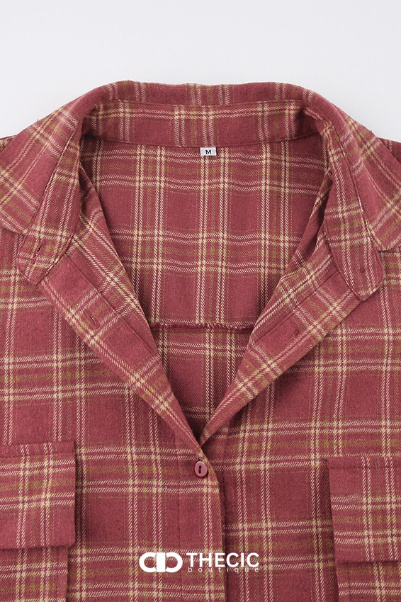 Long Sleeve Plaid Oversized Button-Down Shirt