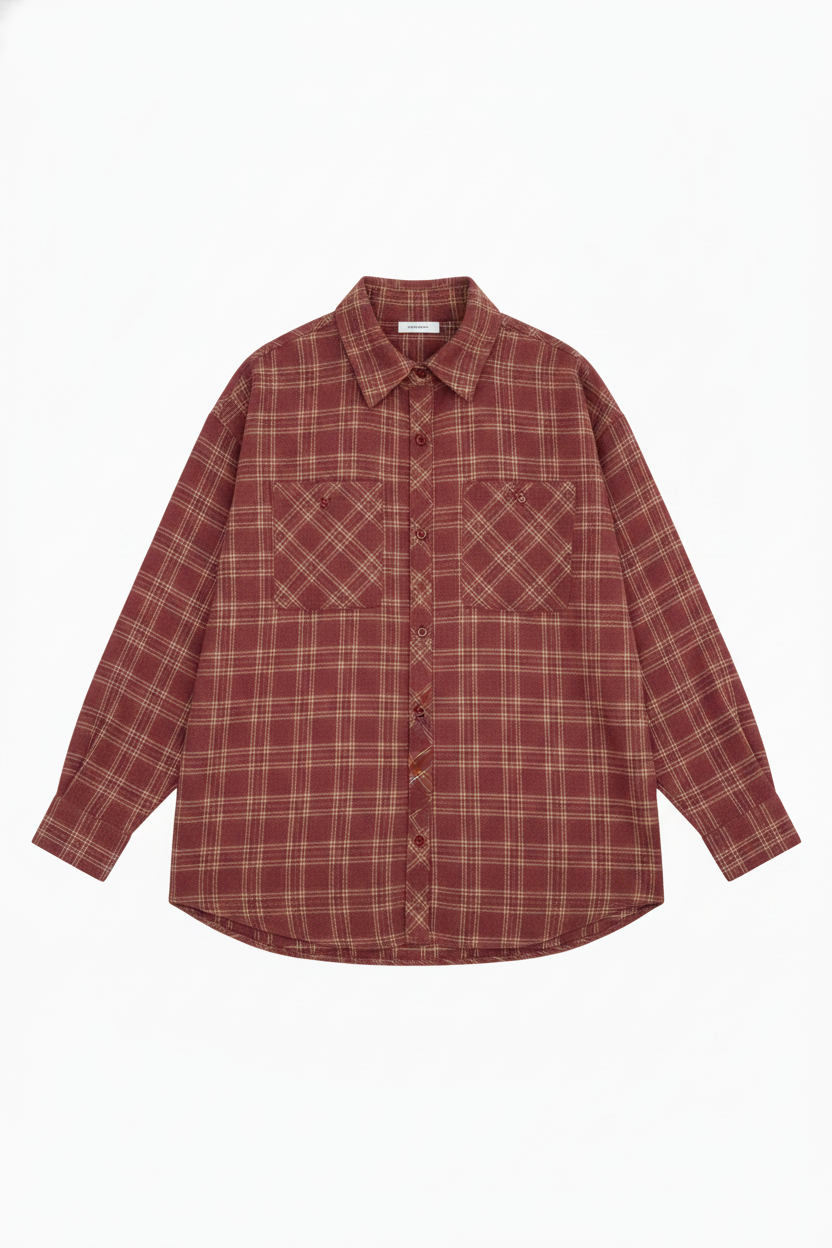 Long Sleeve Plaid Oversized Button-Down Shirt
