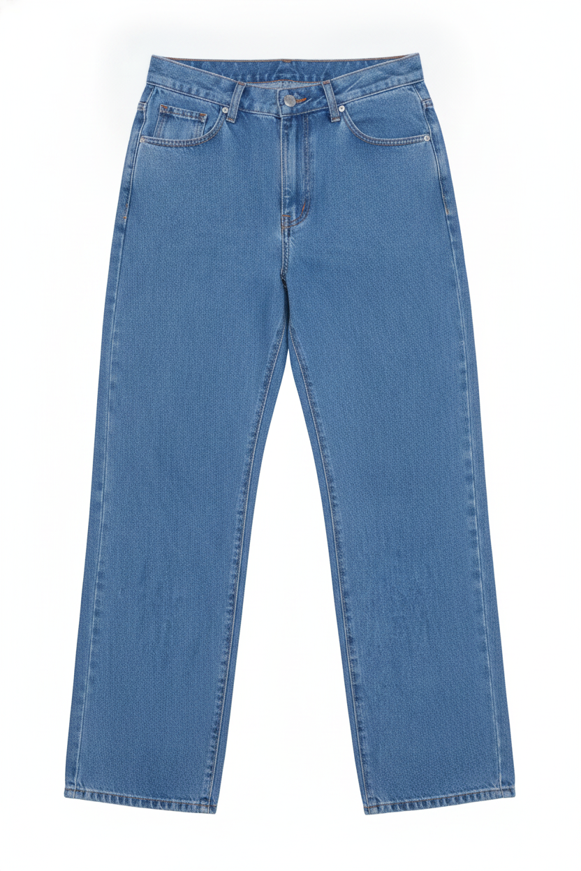 Low Rise Relaxed Fit Denim Wide-Leg Pants