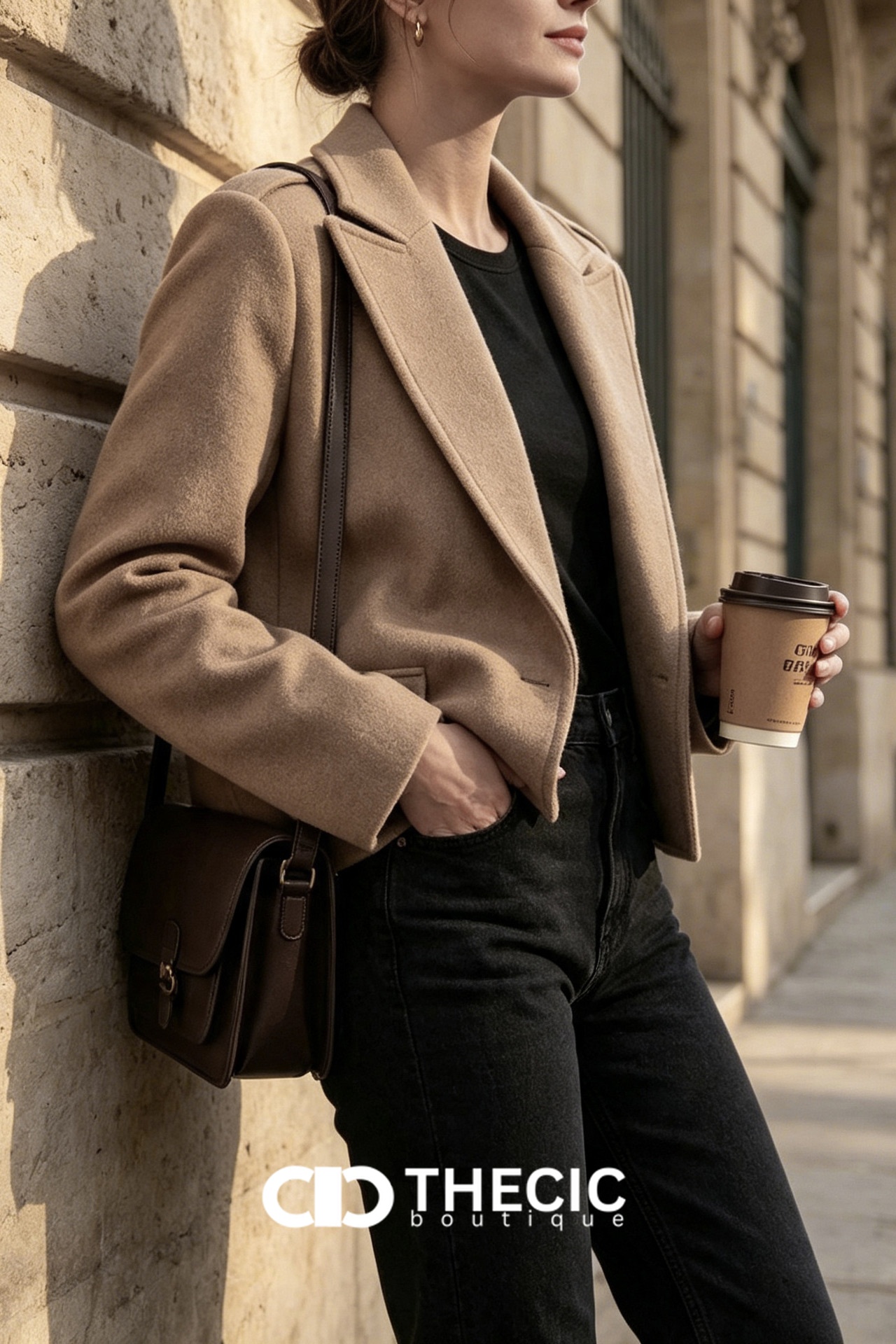 Notched Lapel Cropped Shoulder Epaulet Jacket