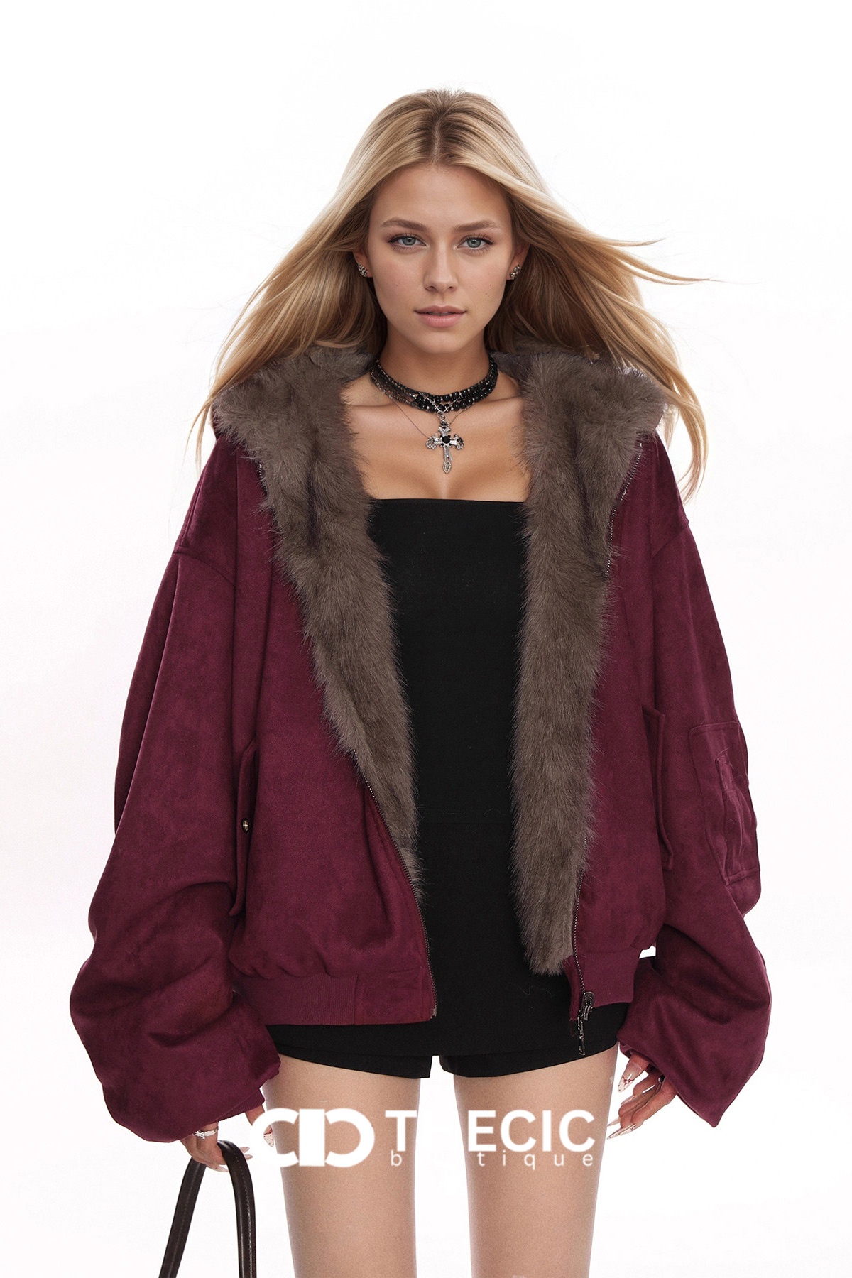 Oversized Faux Fur Reversible Hooded Jacket
