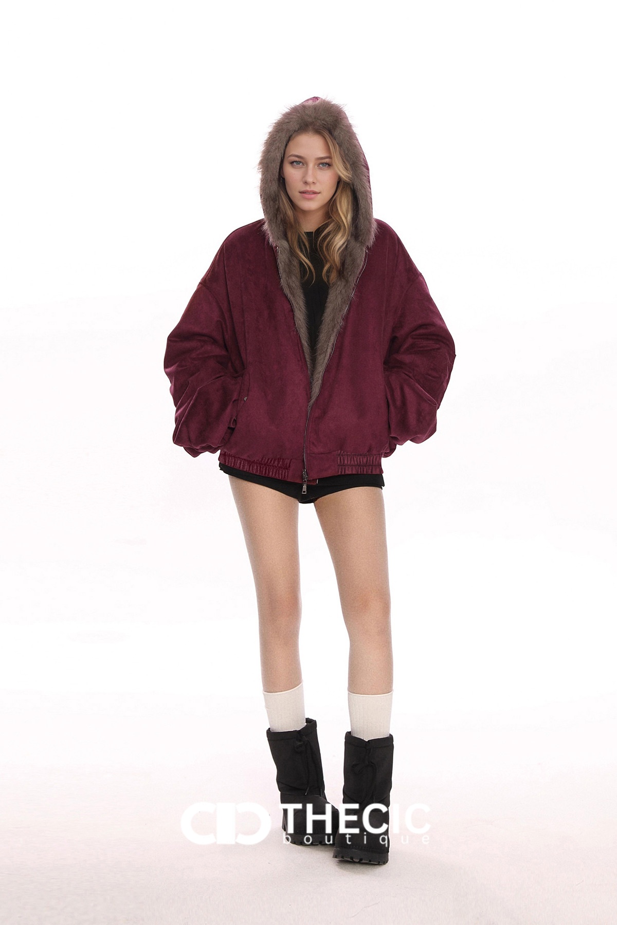 Oversized Faux Fur Reversible Hooded Jacket