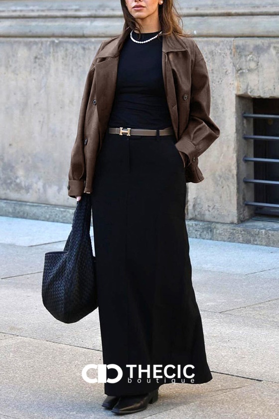 Oversized Faux Leather Double-Breasted Blazer