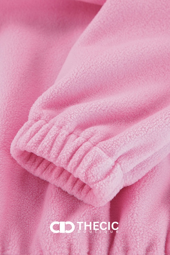 Oversized Fleece Quarter-Zip Stand Collar Pullover