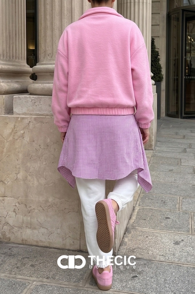 Oversized Fleece Quarter-Zip Stand Collar Pullover