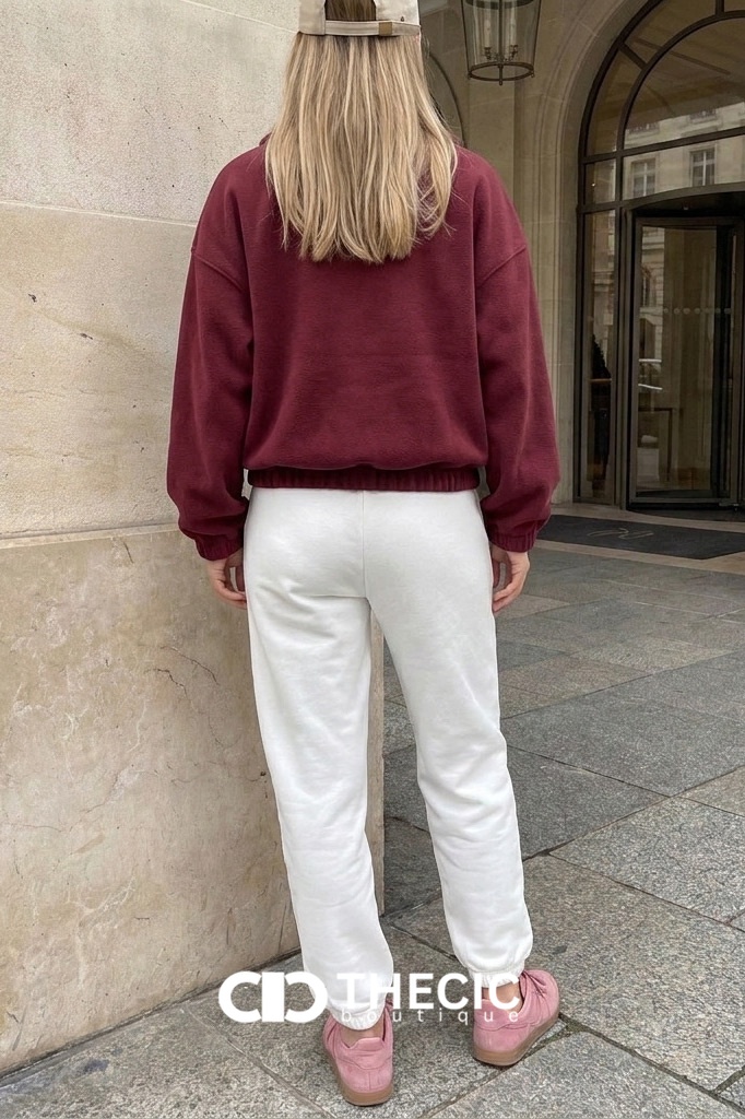 Oversized Fleece Quarter-Zip Stand Collar Pullover
