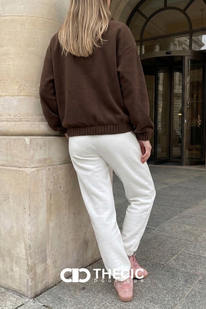 Oversized Fleece Quarter-Zip Stand Collar Pullover