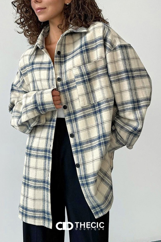 Oversized Plaid Flannel Button-Down Shirt