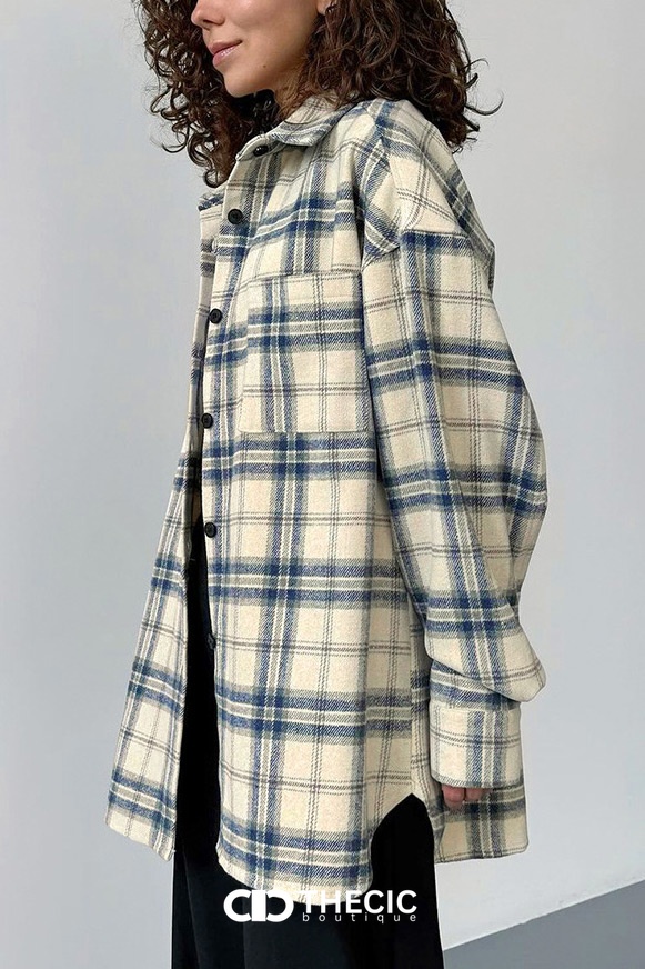 Oversized Plaid Flannel Button-Down Shirt