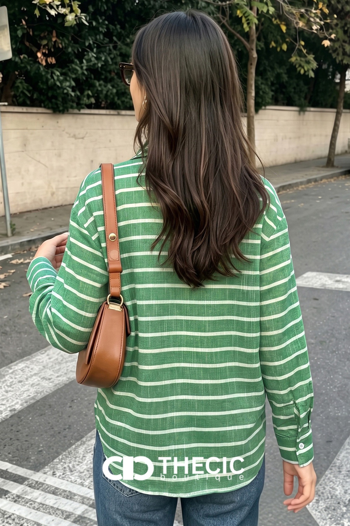Oversized Striped Button-Up Long Sleeve Shirt