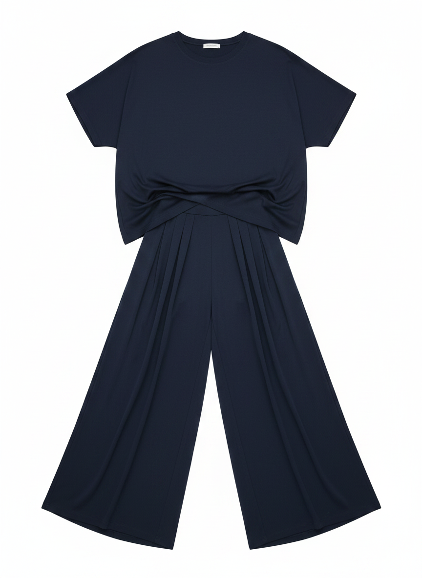 Oversized T-Shirt Pleated Wide-Leg Lounge Set