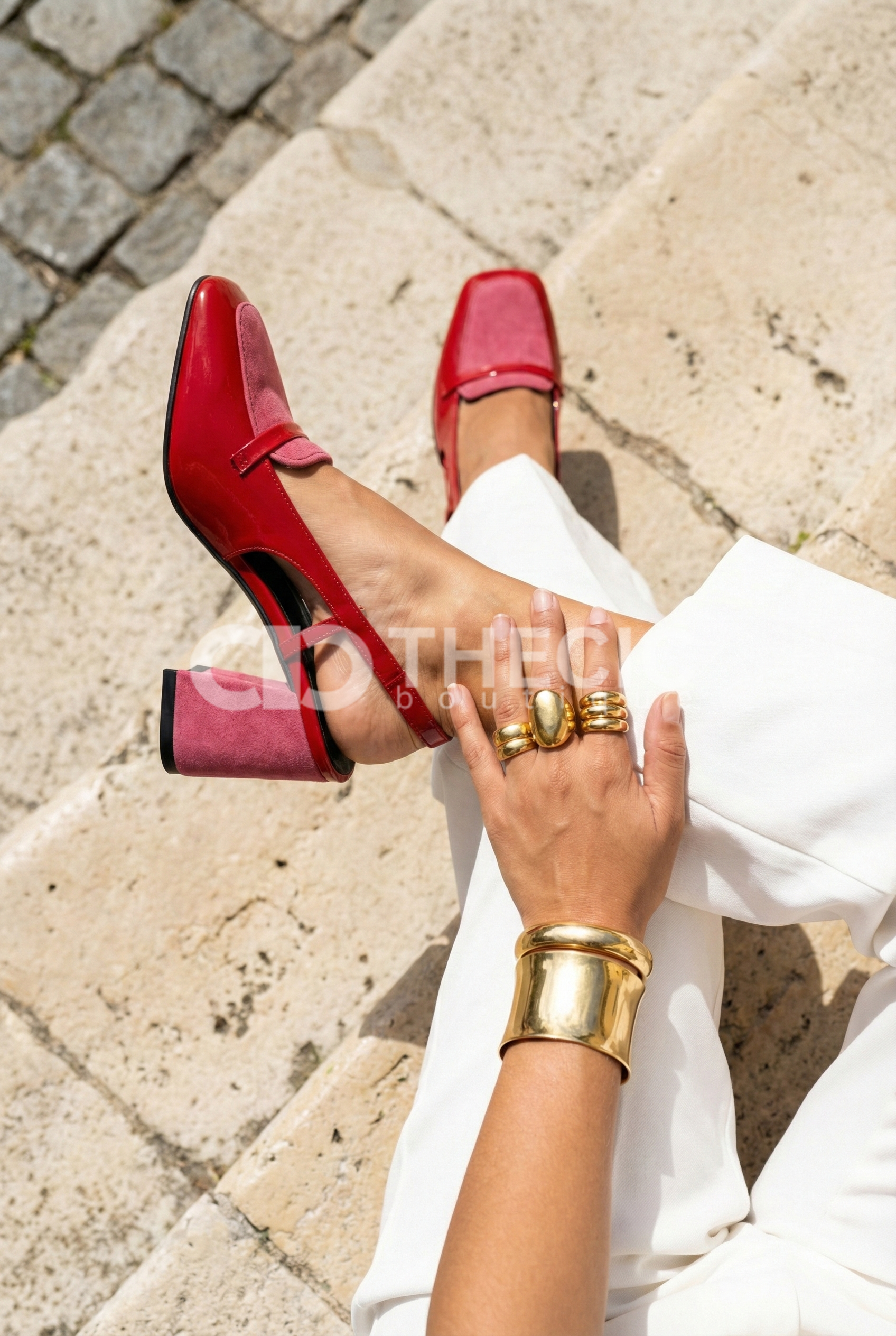 Patent Suede Square-Toe Block Heel Slingback Loafers