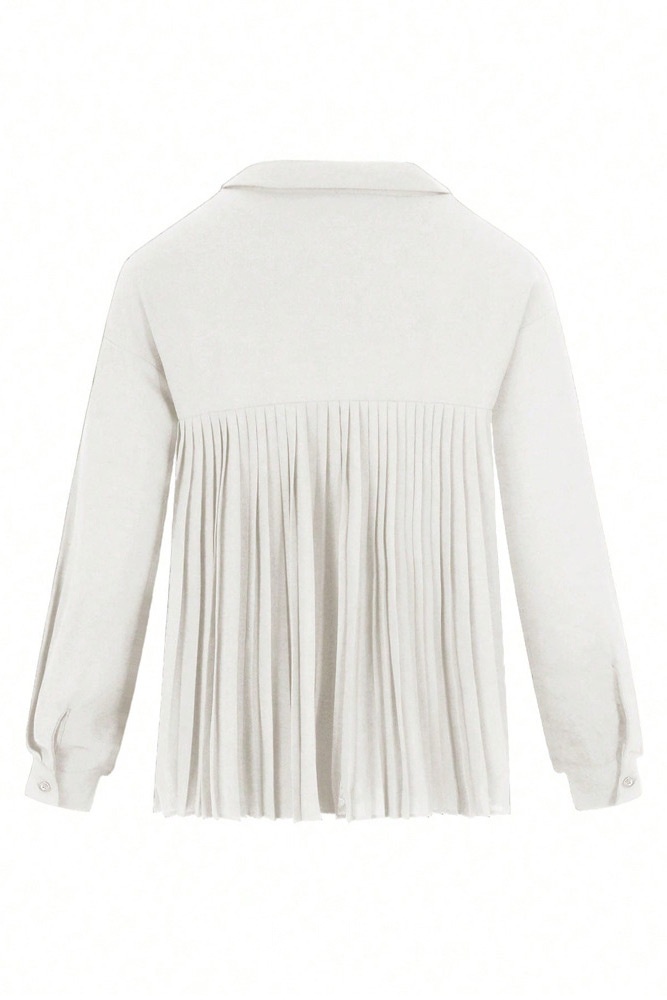 Pleated Back Button-Down Relaxed Fit Blouse