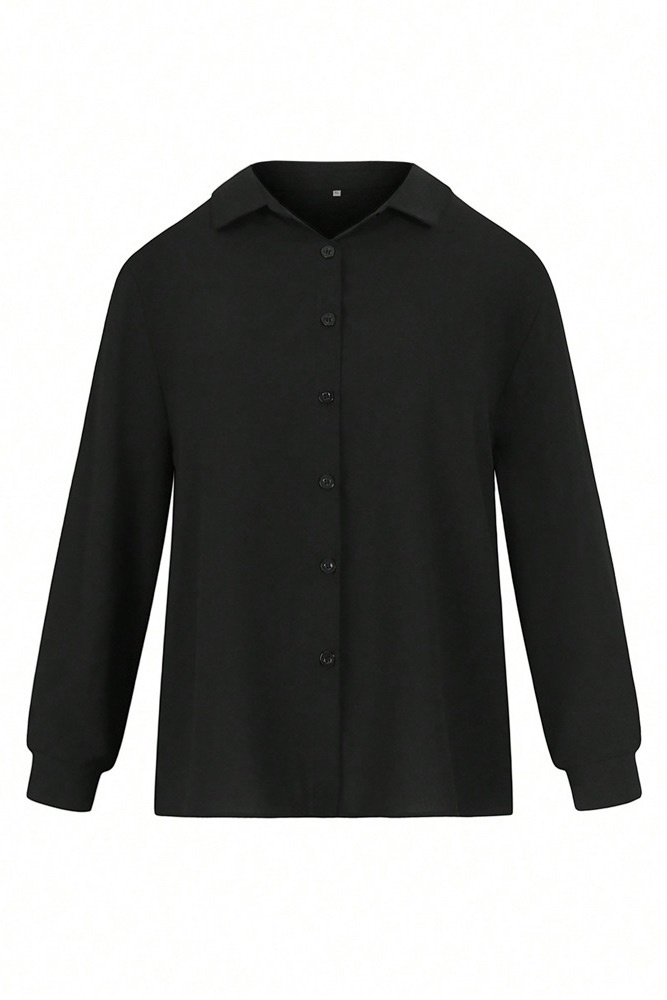 Pleated Back Button-Down Relaxed Fit Blouse