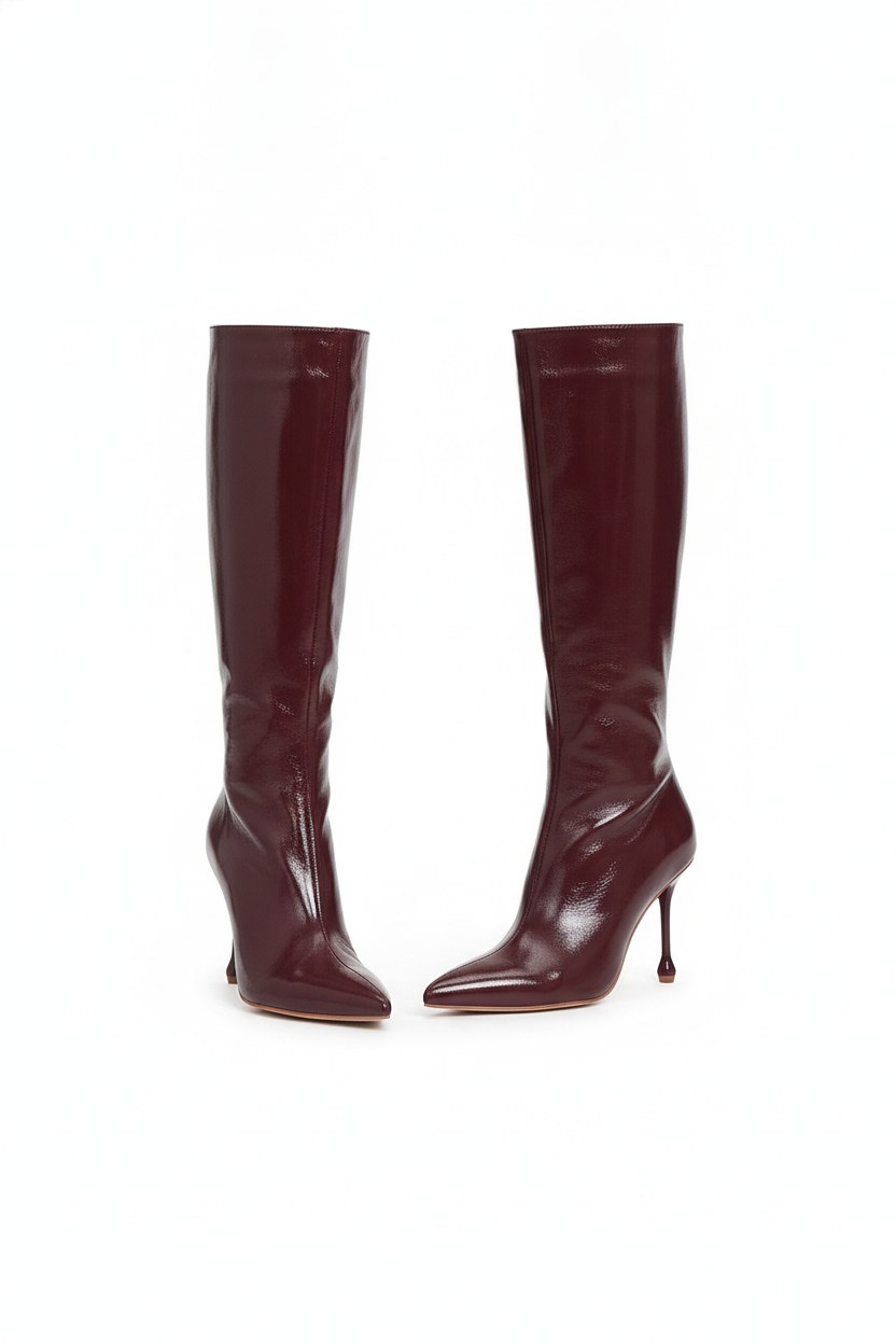 Pointed-Toe Stiletto Heel Knee Boots