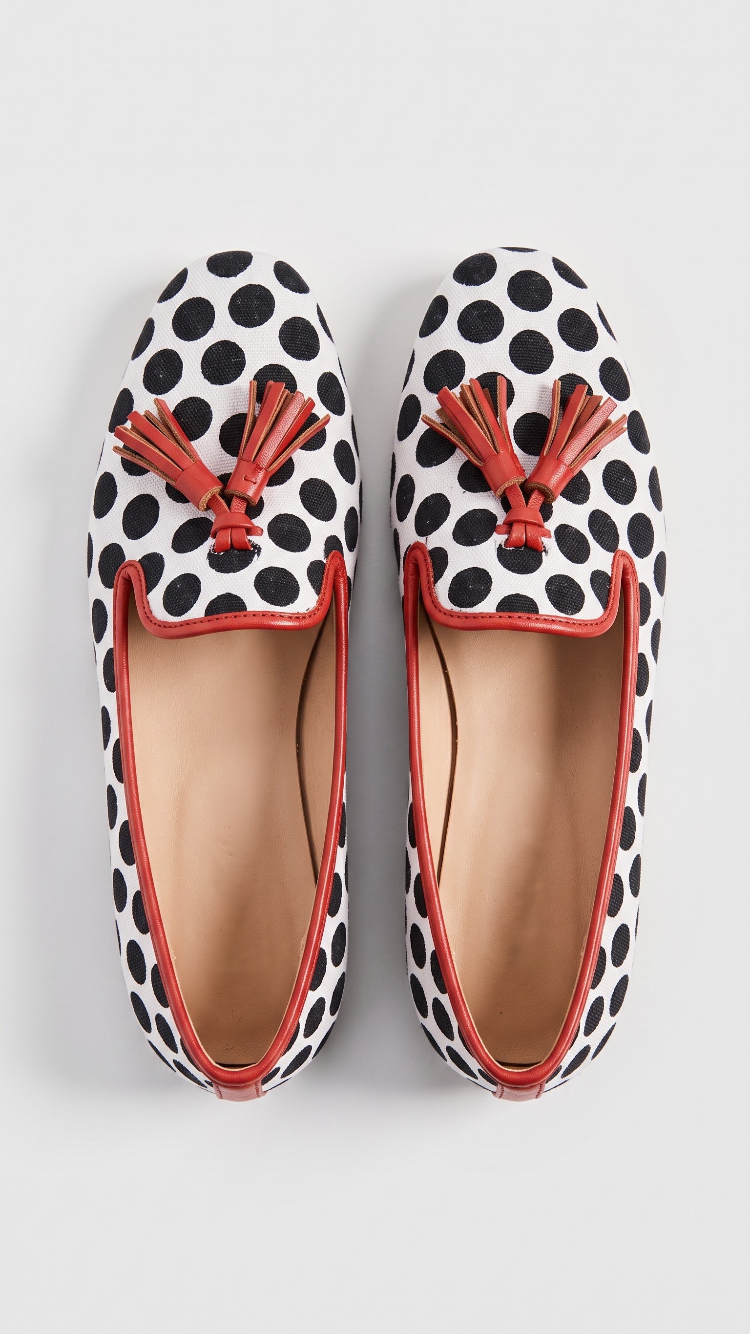 Polka Dot Tassel Trim Loafer Flats