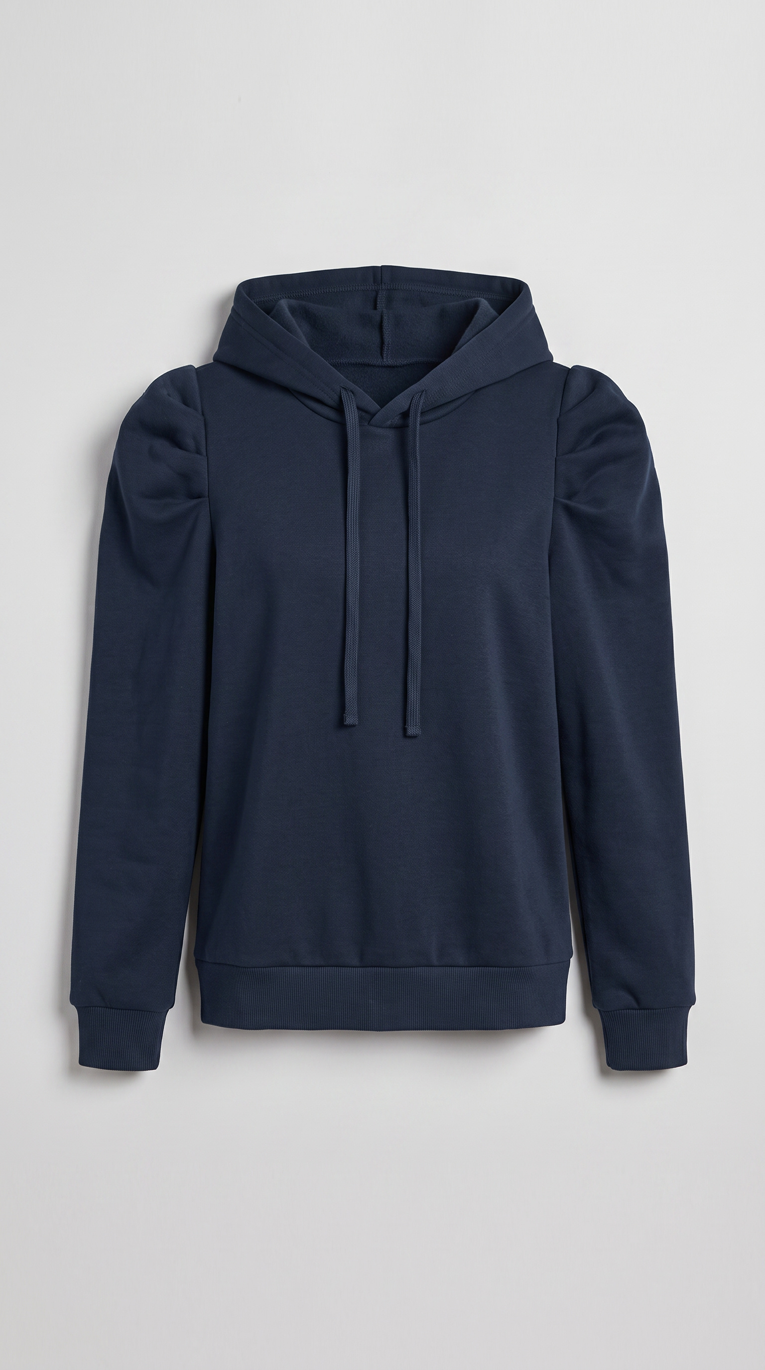 Puff Sleeve Drawstring Hooded Pullover Sweatshirt