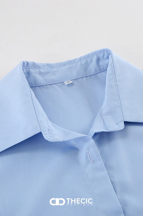 Puff Sleeve Ruffled Cuff Button-Up Blouse