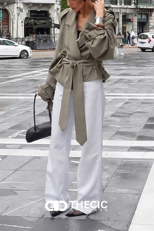 Relaxed Fit Self-Tie Belt Trench Jacket
