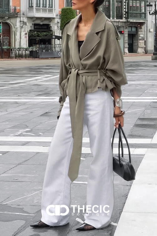 Relaxed Fit Self-Tie Belt Trench Jacket