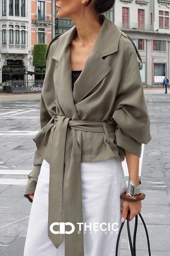 Relaxed Fit Self-Tie Belt Trench Jacket