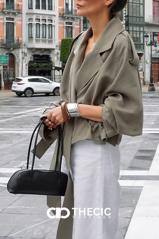 Relaxed Fit Self-Tie Belt Trench Jacket