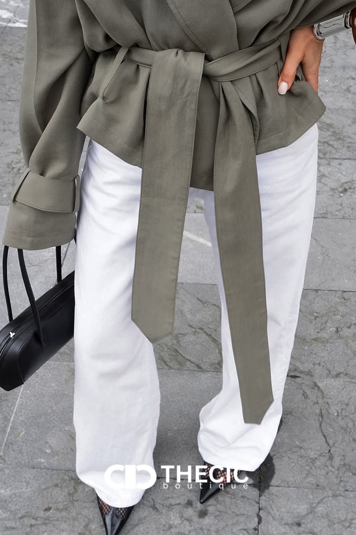 Relaxed Fit Self-Tie Belt Trench Jacket