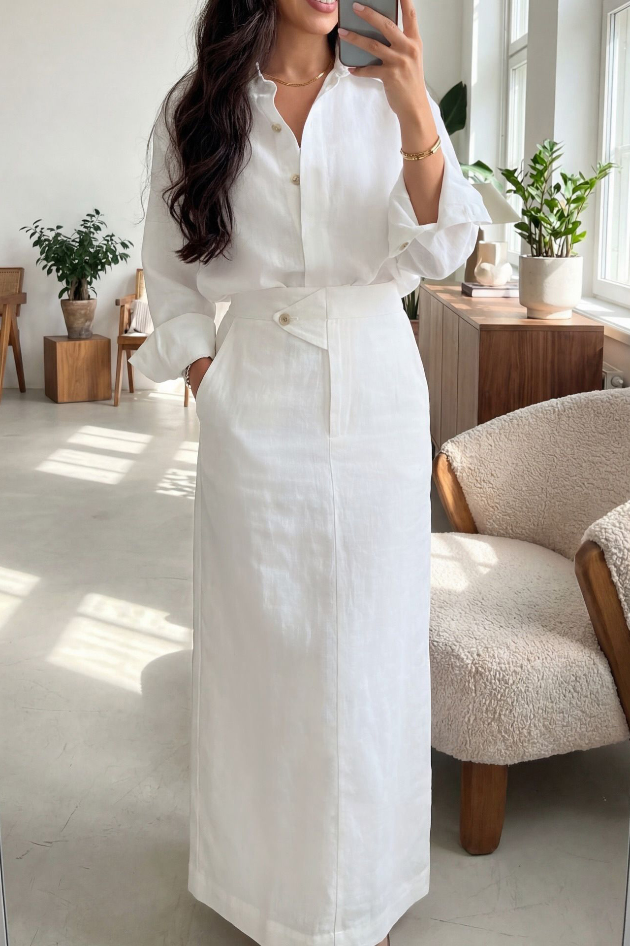 Effortless Style 🤍 | Linen Blend Shirt Maxi Skirt Set | Quiet Luxury Approved