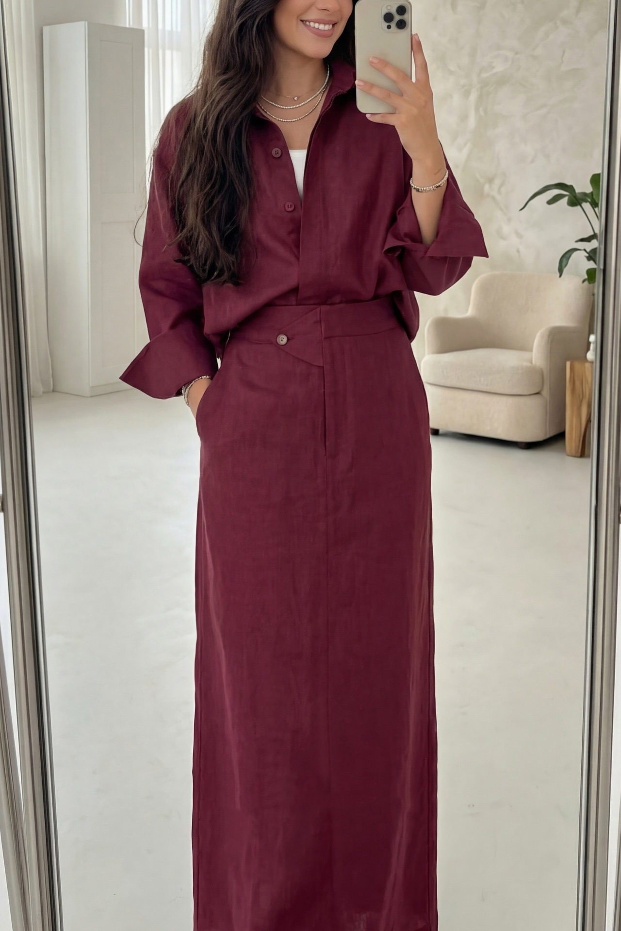 Effortless Style 🤍 | Linen Blend Shirt Maxi Skirt Set | Quiet Luxury Approved