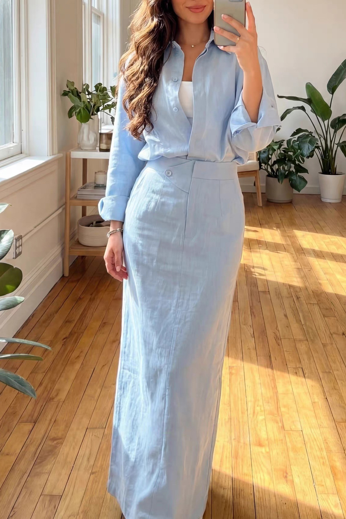 Effortless Style 🤍 | Linen Blend Shirt Maxi Skirt Set | Quiet Luxury Approved