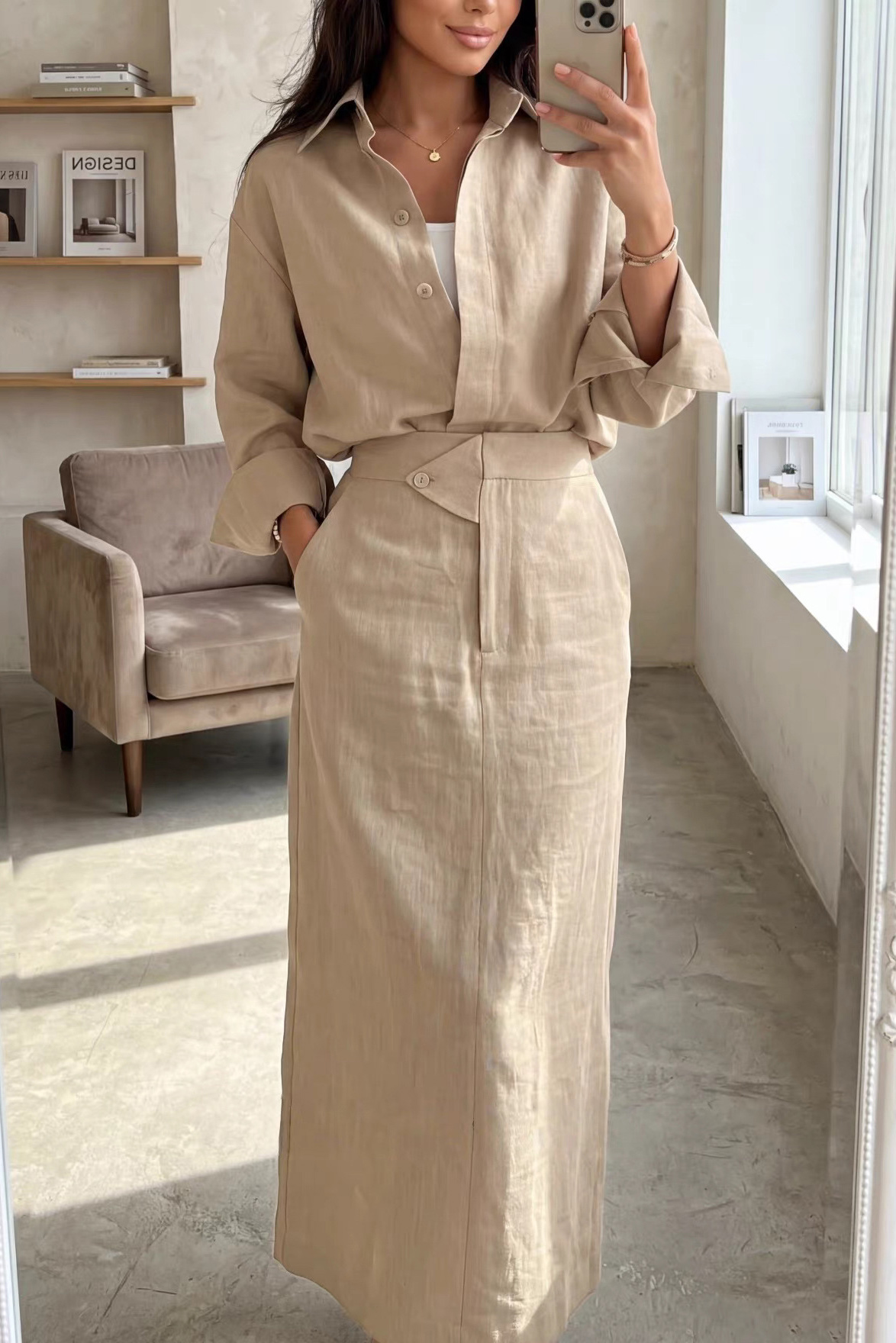 Effortless Style 🤍 | Linen Blend Shirt Maxi Skirt Set | Quiet Luxury Approved