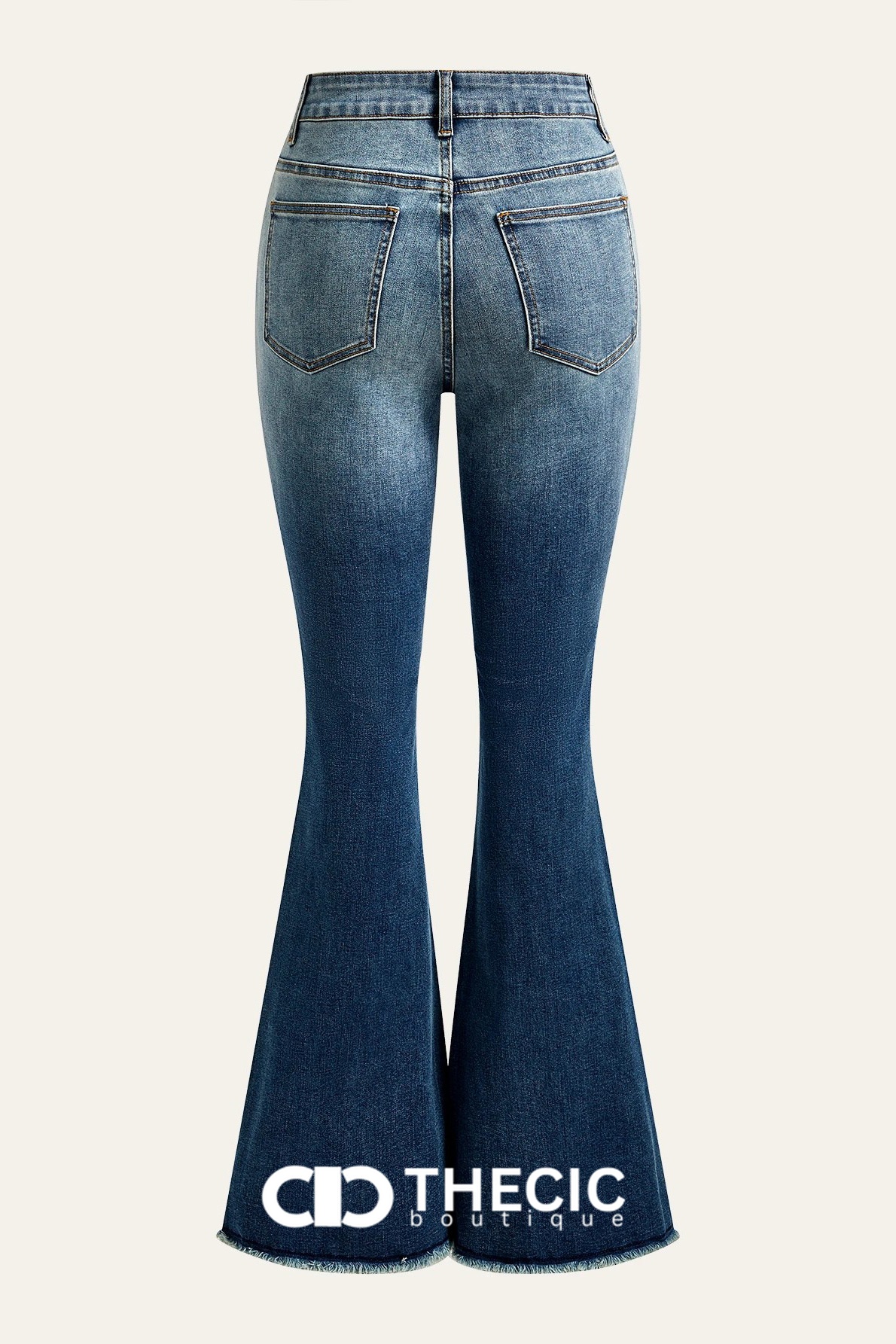 Rhinestone Embellished Gradient Wash Flare Jeans