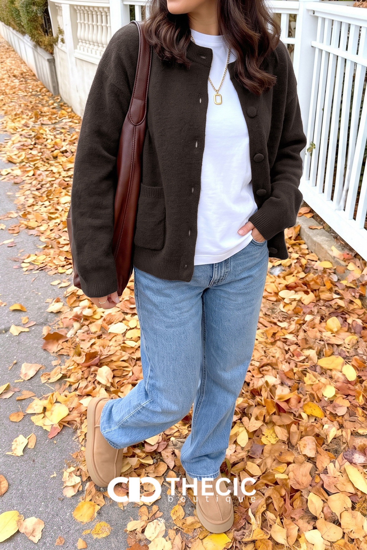 Ribbed Hem Button-Front Knit Cardigan