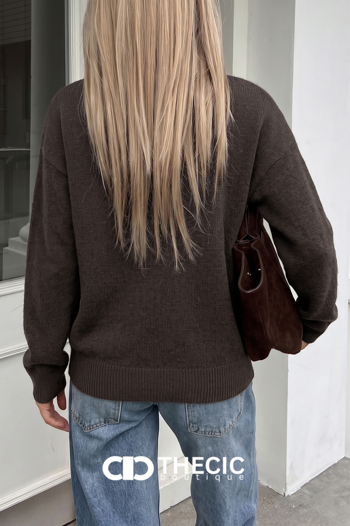 Ribbed Hem Button-Front Knit Cardigan