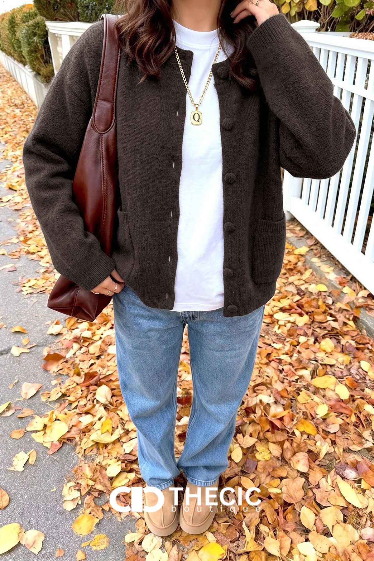 Ribbed Hem Button-Front Knit Cardigan