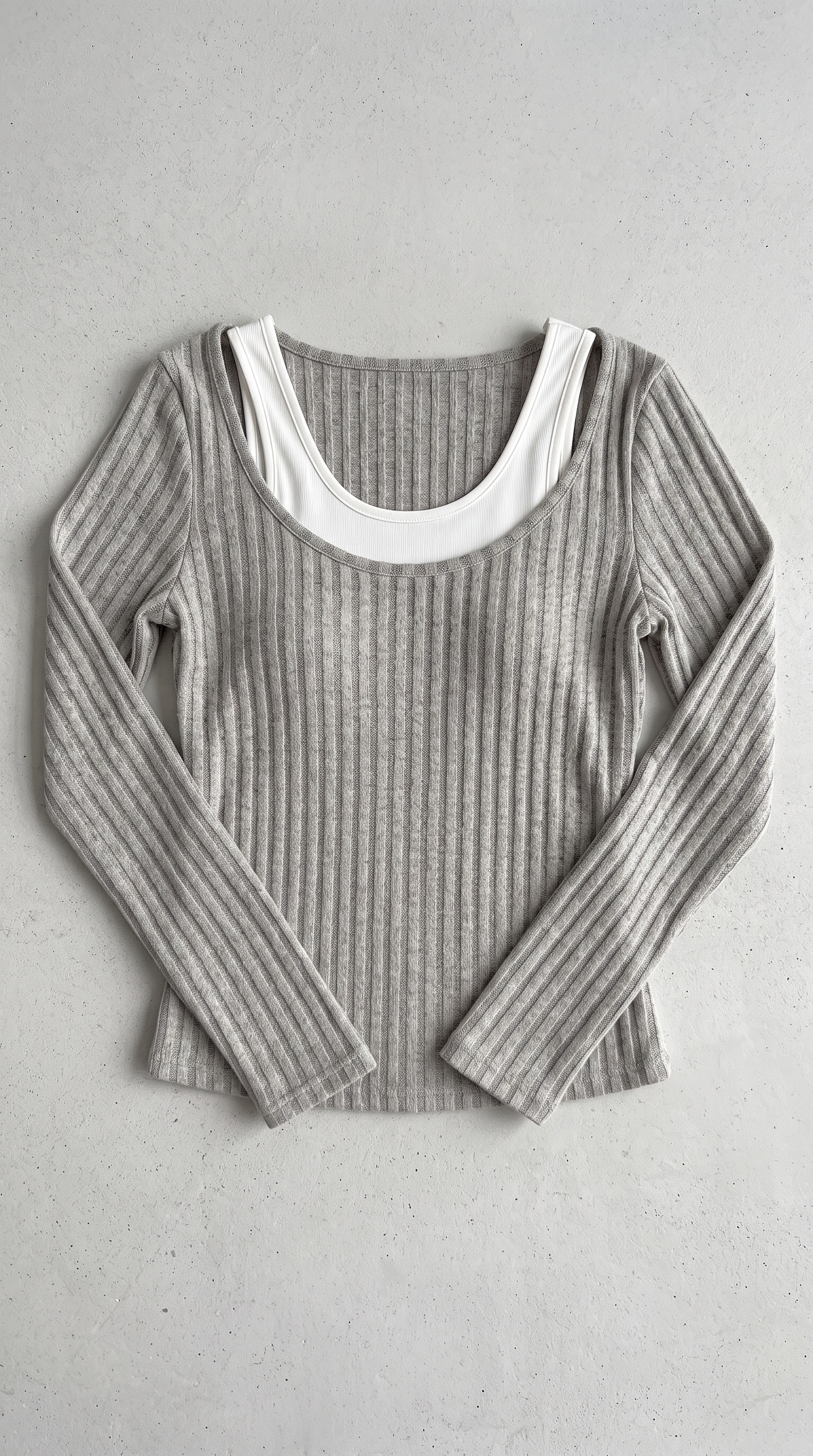 Ribbed Knit Scoop Neck Cutout Long Sleeve Top