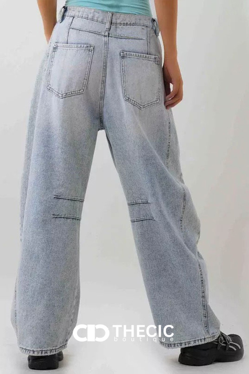 Ripped Distressed Wide-Leg Denim Jeans
