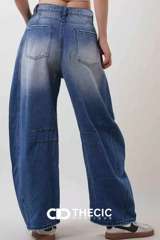 Ripped Distressed Wide-Leg Denim Jeans