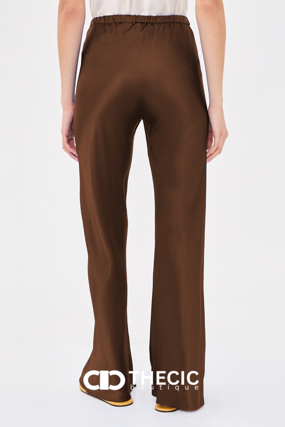 Satin Elastic Waist Wide-Leg Pants