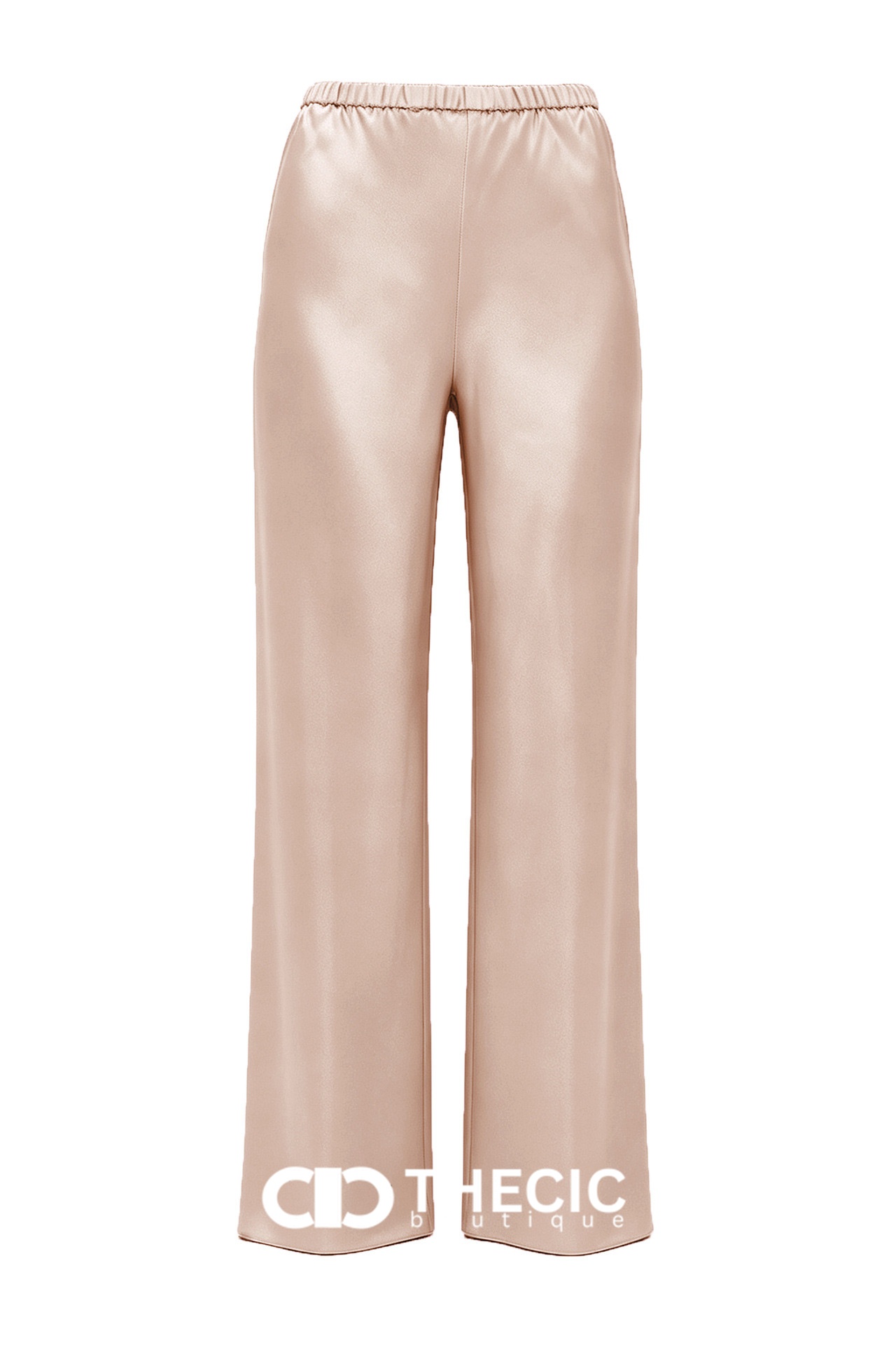 Satin Elastic Waist Wide-Leg Pants
