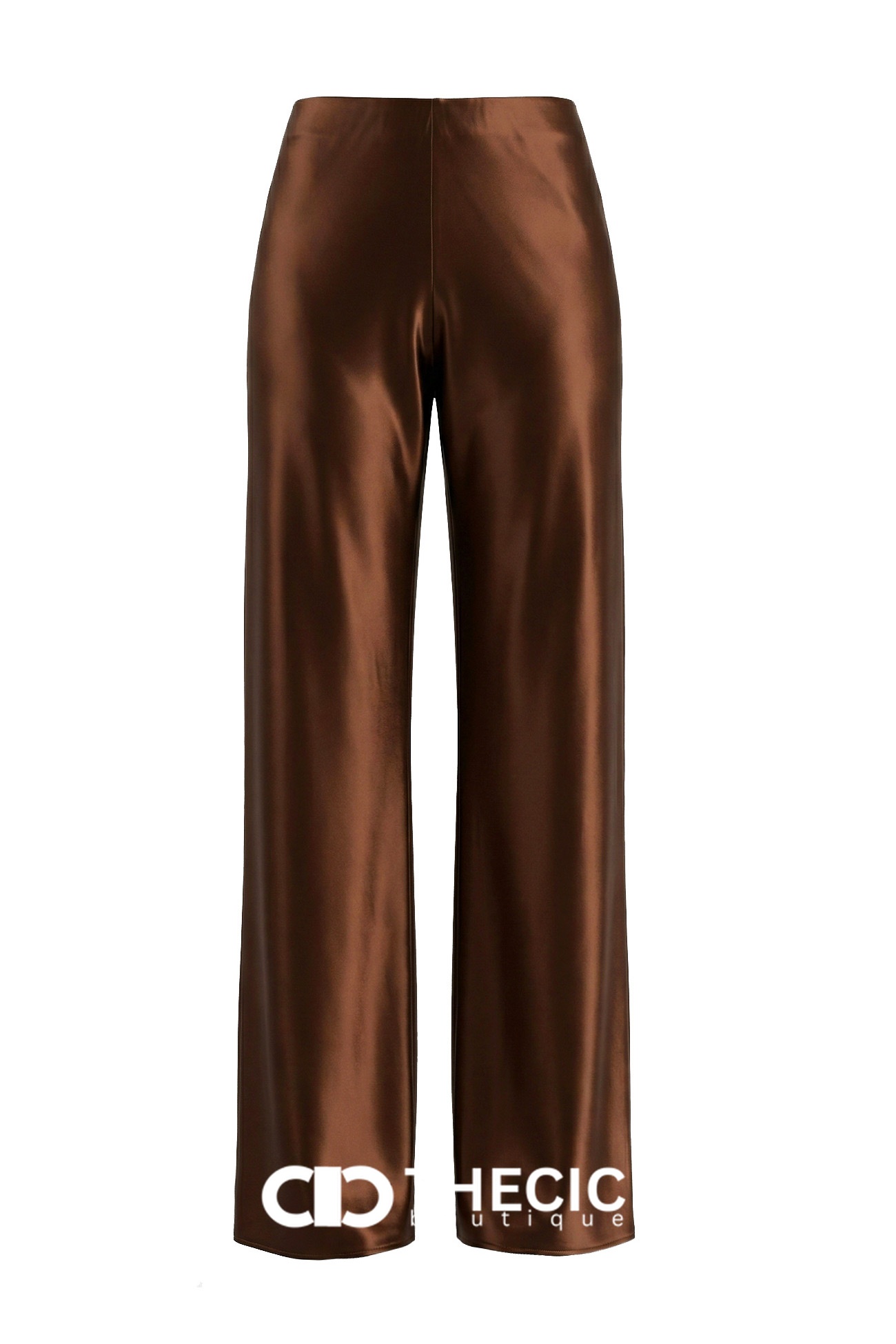 Satin High-Waisted Wide-Leg Pants