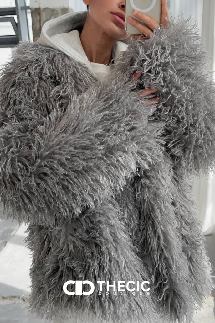 Shaggy Faux Fur Open Front Jacket