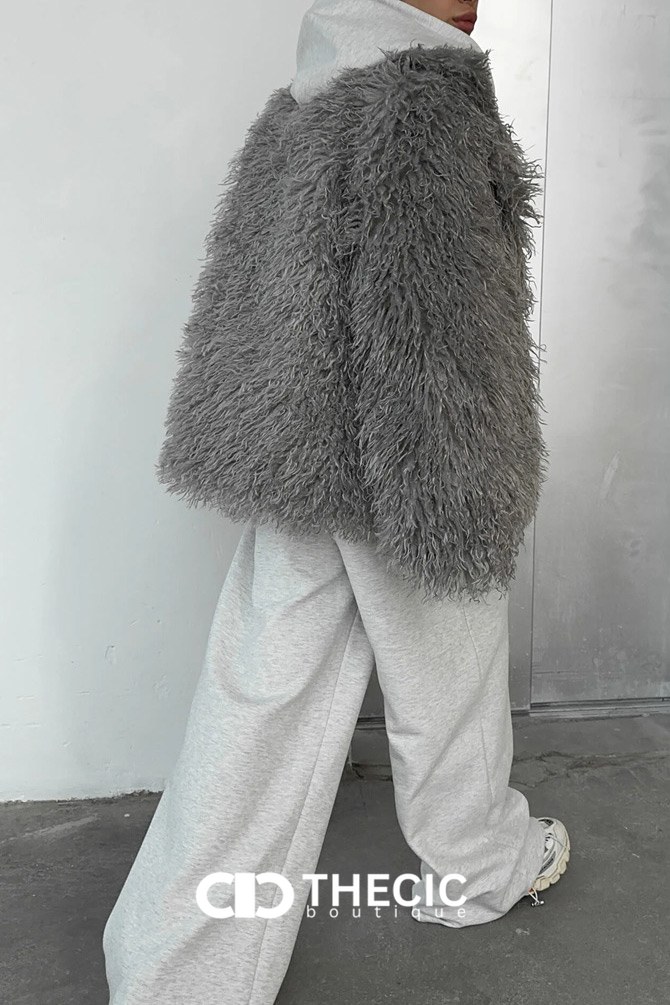 Shaggy Faux Fur Open Front Jacket