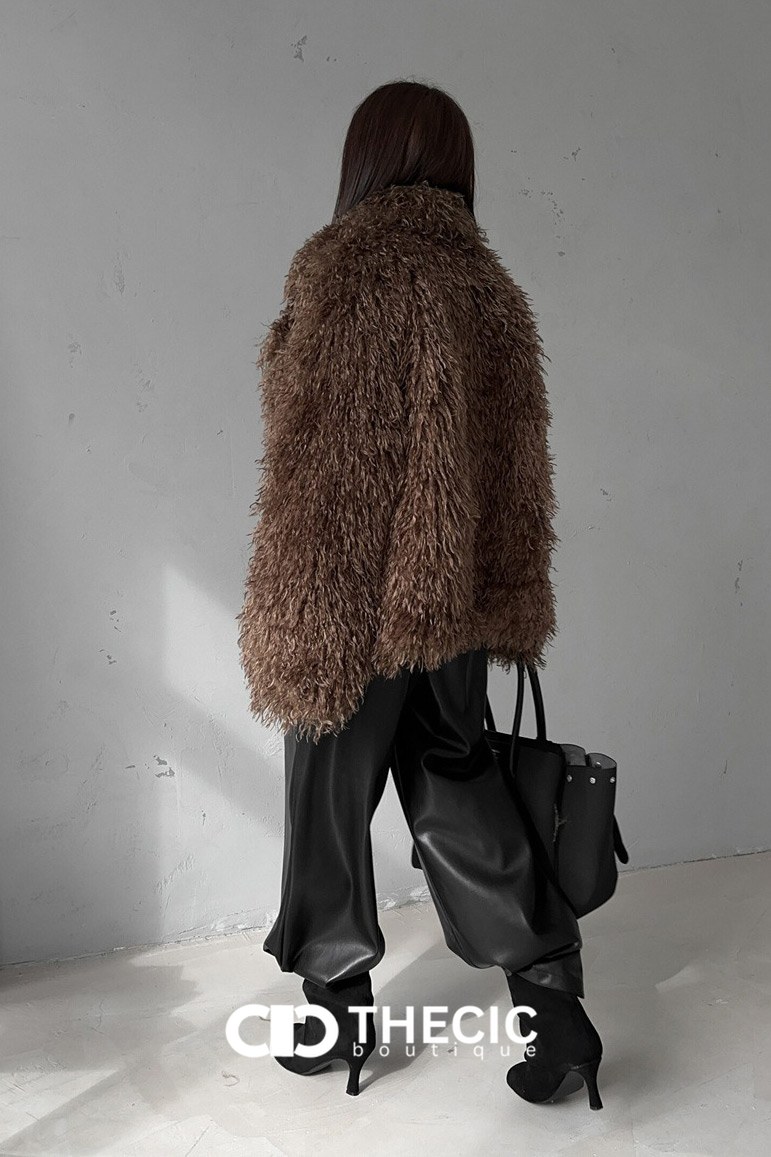 Shaggy Faux Fur Open Front Jacket